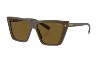 PRADA Acetate Irregular Shape Sunglasses Women's Brown