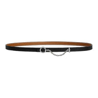 HERMES Calfskin Leather Belts Women's Black Width 1.3CM