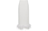 MIU MIU Stretch Cady Skirt With Feathers 'White/Crystal'