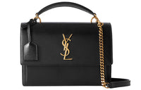SAINT LAURENT Sunset Top Handle In Smooth Leather Black