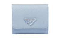 PRADA Leather Wallet Trumpets Women's Light Blue