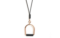 HERMES Calfskin Metal Rose Gold-Plated Pendants Unisex Gold