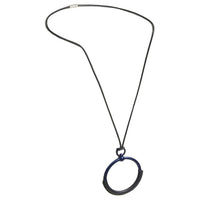 HERMES Leather Aluminum Metal Necklaces Women's Blue