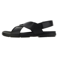 PRADA Crisscross Leather Sandals Black