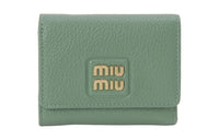 MIU MIU Leather Wallet Women's Salvia Roots Green