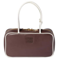 MIU MIU Beau Cow Leather Handbag, Shoulder Bag Women's White Oak
