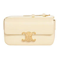 CELINE Triomphe Shiny Cow Leather Crossbody Bag Shoulder Bag Women's Light Yellow/Light Yellow