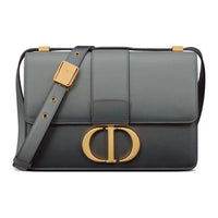 DIOR 30 Montaigne Leather Shoulder Bag Crossbody Bag Women's Gray