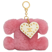 CELINE Wool, Calfskin, Gold Plated Keychains Unisex Pink