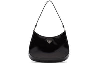PRADA Cleo Leather Shoulder Bag HOBO Handbags Medium Size Women's Black
