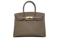 HERMES Birkin Togo Calfskin, Cow Leather Platinum Handbag Regular Women's Elephant Gray