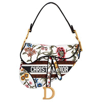 DIOR Saddle Embroidery Saddle Bag Shoulder Bag Crossbody Bag Handbag Women's White/Multicolor