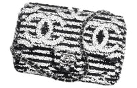 CHANEL Sequins Flap Bag, Crossbody Bag, Shoulder Bag Small Size Women's Black & White