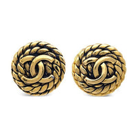 CHANEL Pre-Owned 1990-2000 Rope-effect CC-logo Button Clip-on Earrings
