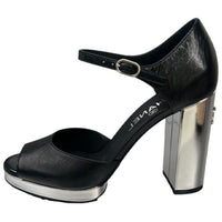 CHANEL 24S Chunky Heel High Heels Women's Black