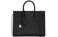 SAINT LAURENT Crocodile Pattern Leather Shoulder Bag, Crossbody Bag, Handbag Women's Black