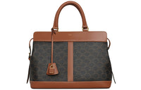 CELINE Triomphe Cow Leather Handbag Medium Size Women's Tawny