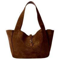 SAINT LAURENT LE5A7 Suede Tote Bag, Shopping Bag, Shoulder Bag Women's Brown