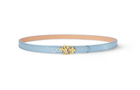 LOUIS VUITTON Print Design Smooth Buckle Leather Belts Unisex Blue Width 1.5CM