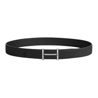HERMES Calfskin Palladium-Plated Leather Belts Men's Black Width: 3.2CM
