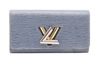 LOUIS VUITTON Leather Wallet Women's Denim Blue