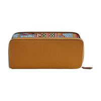 HERMES Silk'In Evercolor Leather Wallet Women's Caramel & New Blue Jeans & Sunshine Color