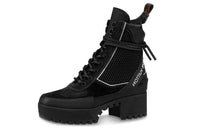 LOUIS VUITTON Lv Laureate Suede Small Cowhide Martin Boots Black Women's