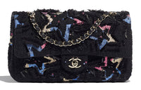 CHANEL Classic Flap CF Cotton Shoulder Bag Regular Women's Black