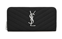 SAINT LAURENT Monogram Quilting Leather Wallet Women's Black