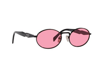 PRADA Metal Acetyl Oval Sunglasses Women's Black
