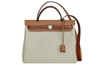 HERMES Herbag Zip Cow Leather Handbag Shoulder Bag Crossbody Bag Women's Gray