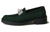 HERMES Mocassins Loafers Women's Dark Green