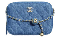 CHANEL Pearl Crush Denim Camera Bag Blue
