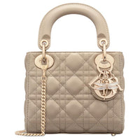 DIOR Lady Dior Lambskin Shoulder Bag Crossbody Bag Handbag Mini Women's Sand
