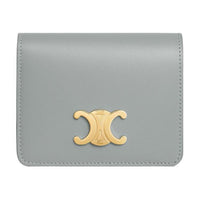 CELINE Triomphe Cow Leather Wallet Women's Pearl Blue