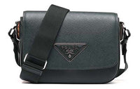 PRADA Luggage Collection Cow Leather Shoulder Bag Women's Green