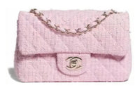 CHANEL Classic Flap CF Woolen Crossbody Bag Mini Women's Pink