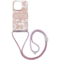 DIOR Genuine Leather Material Toile De Jouy Pattern Embroidery Phone Cases Compatible With IPhone 14 Pro