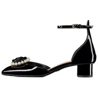 DIOR Rose Chunky Heel High Heels 3.5cm Women's Black