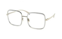 CHANEL Metal Square Eyeglass Frames Women's Silver