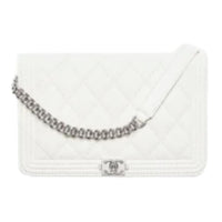 CHANEL Textured Calfskin Crossbody Bag Shoulder Bag Women's White