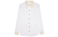SAINT LAURENT Striped Lace Embroidered Shirt