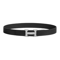 HERMES Calfskin Leather Belts Women's Black Width 3.2CM