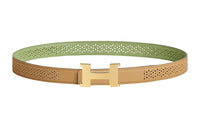 HERMES Constance Leather Belts Women's Masala Tea/Cricket Green