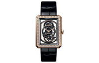 CHANEL Wrist Watch Manual Mechanical Movement Crocodile Leather Strap Cut-Out Dial Women's
