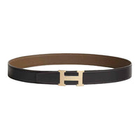 HERMES Calfskin Leather Belts Men's Black Width: 3.2CM