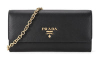 PRADA Cow Leather Shoulder Bag Women's Black