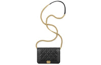 CHANEL LEBOYWOC Grained Calfskin One Shoulder Crossbody Clutches Mini Women's Black