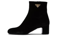 PRADA Triangle-logo Velvet Boots