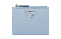 PRADA Saffiano Leather Wallet Small Size Women's Light Blue